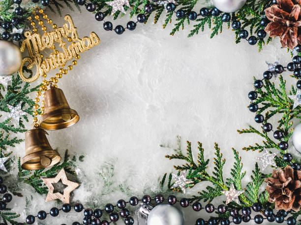 Christmas and New Year decorations lying on the table