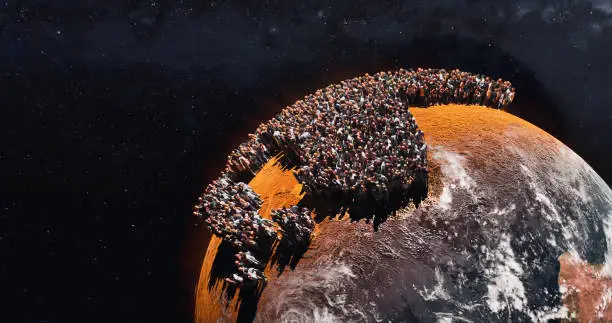 Photo of Overpopulation of planet Earth, Drought and famine 3D render