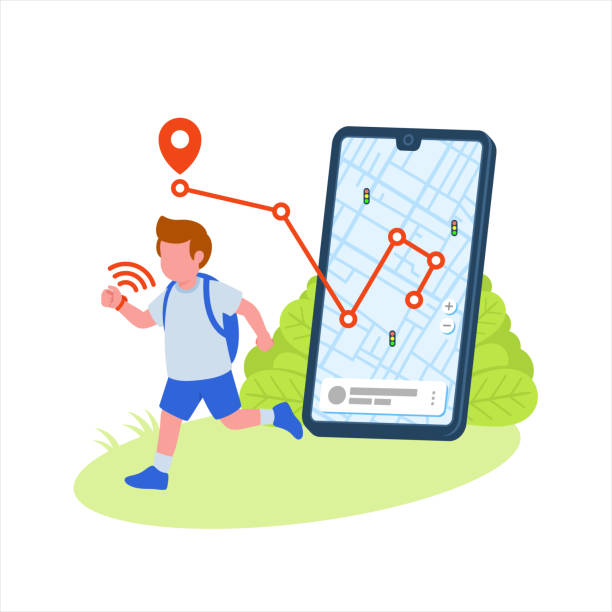 子供の位�置gpsアプリケーションベクトルのイラスト - gps watch点のイラスト素材／クリップアート素材／マンガ素材／アイコン素材