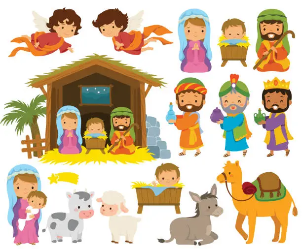 Vector illustration of Nativity Scene Clipart Set