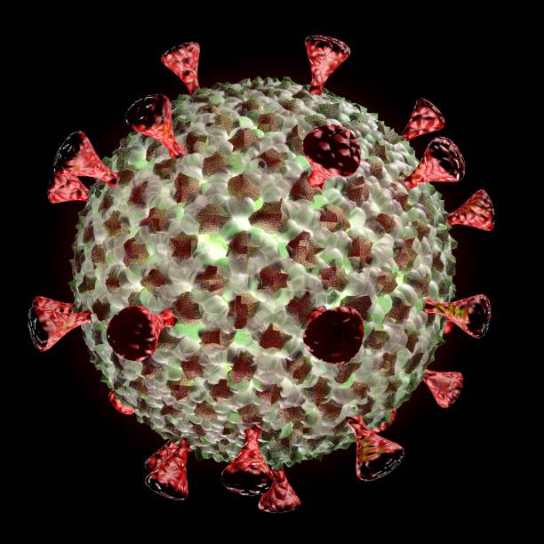 istock Deadly corona virus cell concept design. 3D render on black background. 1349251570