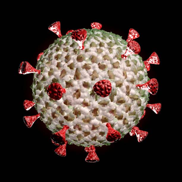 istock Deadly corona virus cell concept design. 3D render on black background. 1349251575