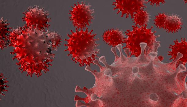 istock Infected virus cells in the human body. Corona virus concept. 3D rendering. 1349251609