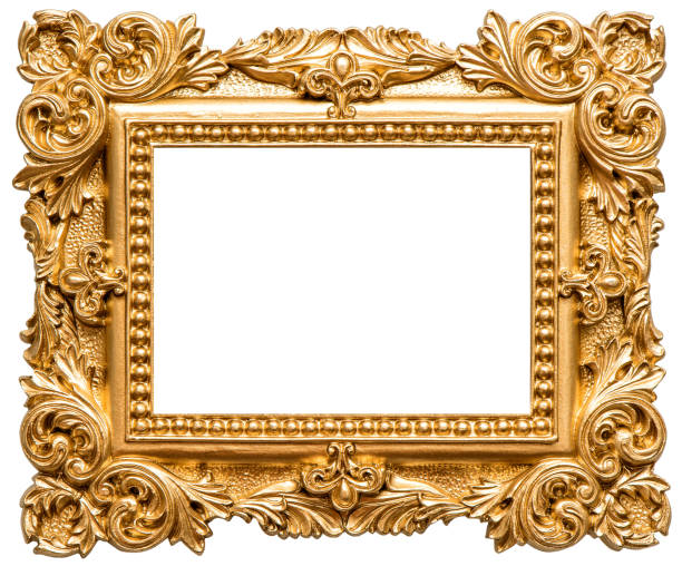 istock Golden baroque picture frame isolated white background 1349255808