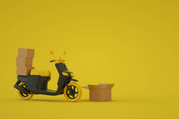 istock Online shopping, delivery, scooter, motorcycle, supply chain, transportation, e-commerce 1349255972