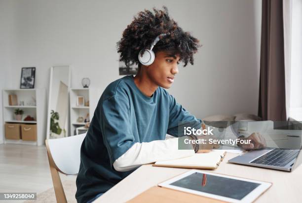Teenager Doing Homework Side View