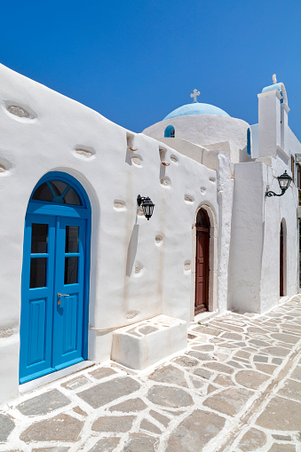 Paros, Greece - 17 September, 2020 - Old orthodox church in Naxos Island, Cyclades, Greece.