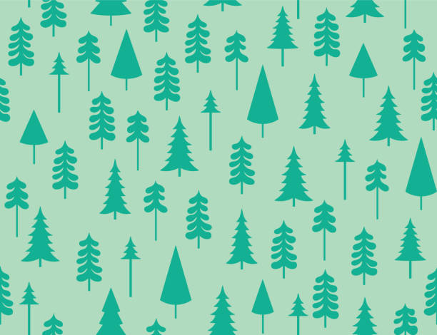 Seamless pine trees pattern Simple two toned evergreen forest seamless pattern. EPS10 vector illustration, global colors, easy to modify. hiking backgrounds stock illustrations
