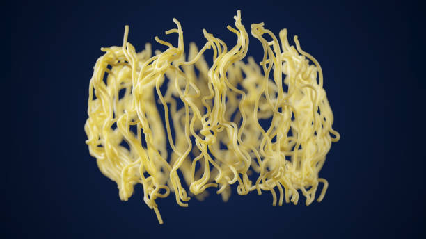 istock Spaghetti in motion, flying noodle in air. 3D illustration 1349274916