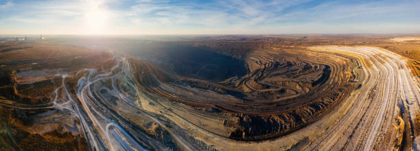 Open pit mine in mining and processing plant, aerial view Open pit mine in mining and processing plant, aerial view. open pit mine stock pictures, royalty-free photos & images