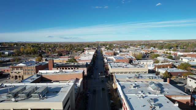 Main Street Sheridan, Wyoming Aerial Video