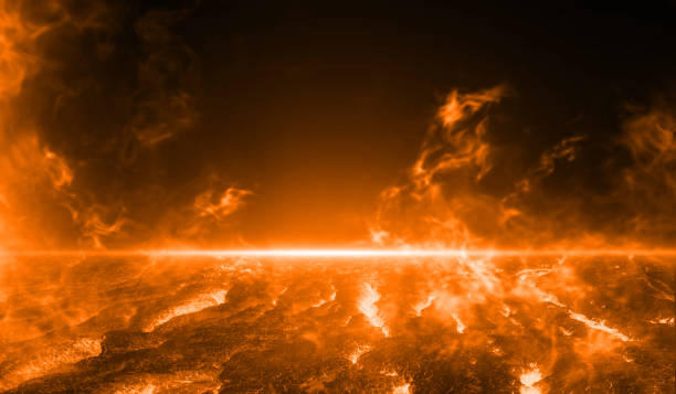 istock 3D rendering abstract heat cracked ground texture after eruption volcano lava and magma. 1349287356