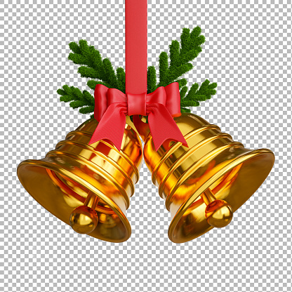 3d render of christmas bell on transparent background