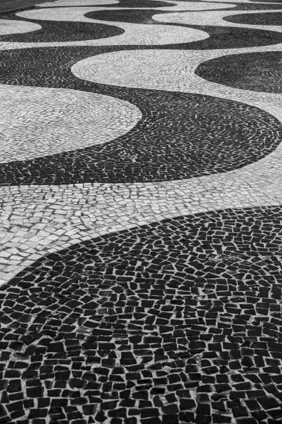 Sidewalk from Copacabana beach Rio de Janeiro city, Rio de Janeiro state, Brazil - October 05, 2021:Beautiful sidewalk of the most beautiful and famous avenue in Rio. copacabana rio de janeiro photos stock pictures, royalty-free photos & images