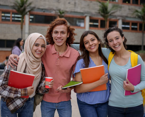istock Multi-ethnic group of Latin American college students smiling 1349297966