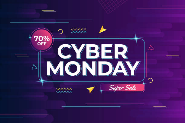 cyber monday super sale banner - cyber monday stock illustrations