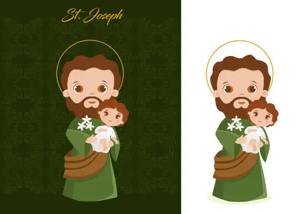 Vector illustration of St. Joseph Carrying Baby Jesus