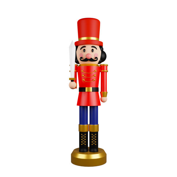 istock Christmas nutcracker toy soldier traditional figurine isolated on white background with clipping path included. 3d rendering 1349306665