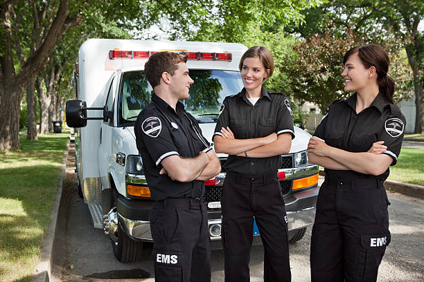 Candid EMS Professionals stock photo