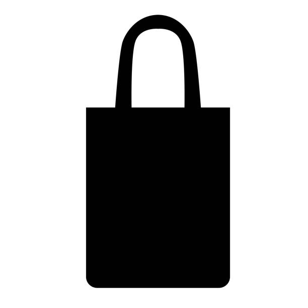illustrations, cliparts, dessins animés et icônes de sac-tout sur fond blanc.  sac en tissu noir tote. cbelet réutilisable pour les achats. style plat. - tote bag