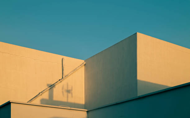 White buildings against blue sky during sunrise, in La Isleta de Moro, Almeria,  Spain