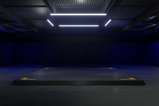 istock Empty hall exhibition centre.The backdrop for exhibition stands, booth,market,trade show.Conversation for activity,meeting.Arena for entertainment,event,sports.Indoor  for Factory,showroom.3d Background for online.3d render. 1349317613
