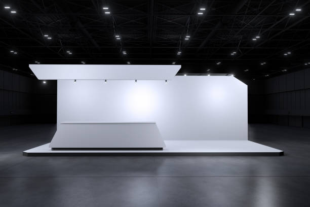 istock Exhibition stand for mockup and Corporate identity,Display design.Empty booth Design.Retail booth elements in Exhibition hall.booth Design trade show.Blank Booth system of Graphic Resources.3d Background for online.3d render. 1349317883