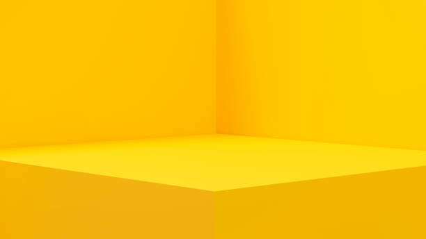 istock Yellow background podium for product. 3d illustration. 1349319022