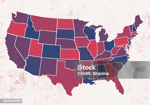 istock USA states map with half-tone dots textures 1349320929