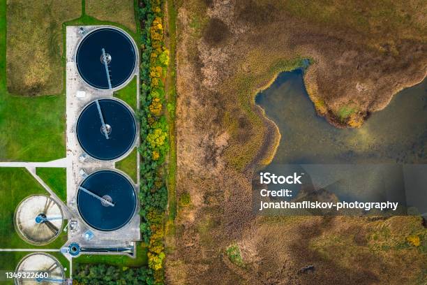 Sewage Treatment Plant Stock Photo - Download Image Now - Fuel and Power Generation, Water, Zero Waste