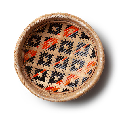 Basket is handmade and is colored using natural dyes. The designs are ethnic in origin. Handicraft product of Indigenous tribes in Brazil.