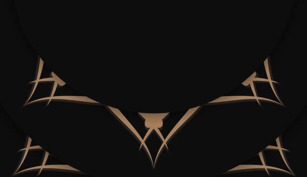 istock Black background with vintage brown ornaments and space for your logo or text 1349326286