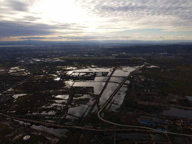 istock Factories, Forest, River, Mountains range, Aerial, Trees 1349326405