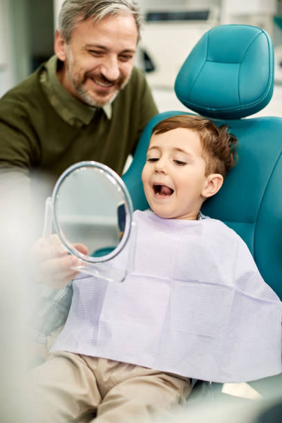 istock Look, son, how beautiful and healthy your teeth are now! 1349328729