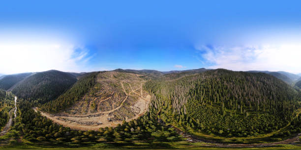 istock Panorama, Mountains, Mountain Lake, hills, aerial, evening 1349331022