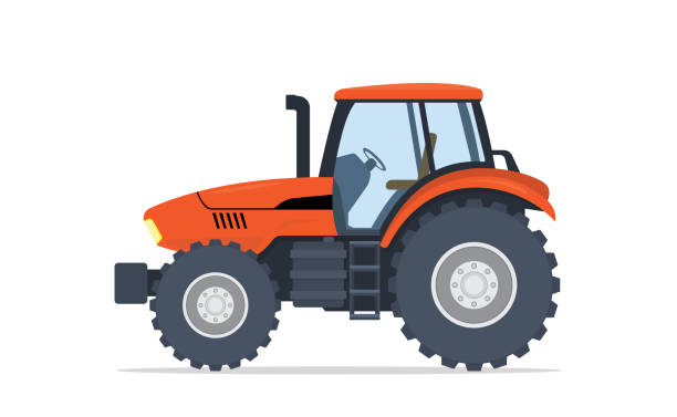 현대적인 플랫 스타일로 농장을위한 트랙터 절연 객체 - tractor stock illustrations