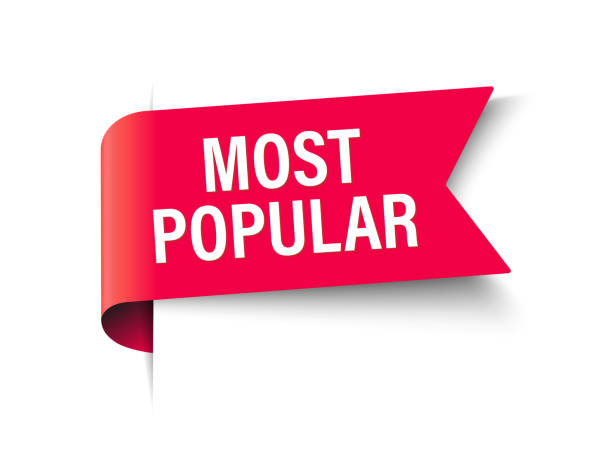 ilustrações de stock, clip art, desenhos animados e ícones de red vector realistic banner ribbon most popular - adulation
