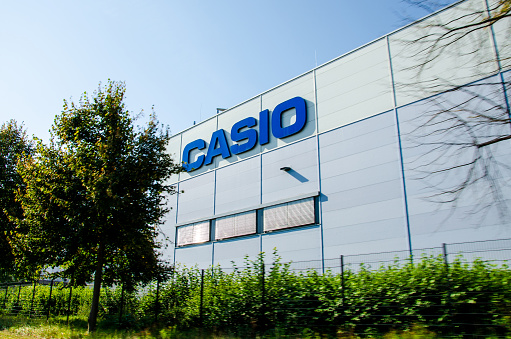 Hamburg, Germany - September 09, 2021: CASIO logo on the building