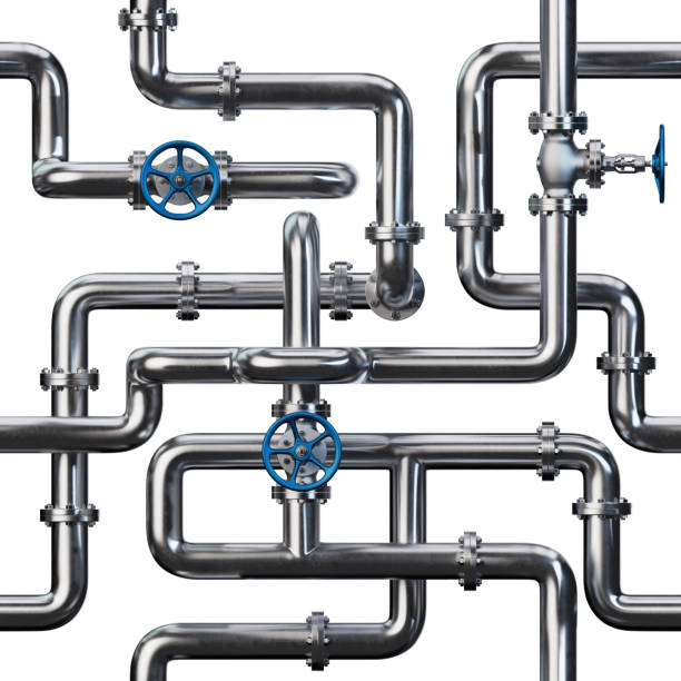 istock Industrial Pipes with Valves Seamless Background 1349338749