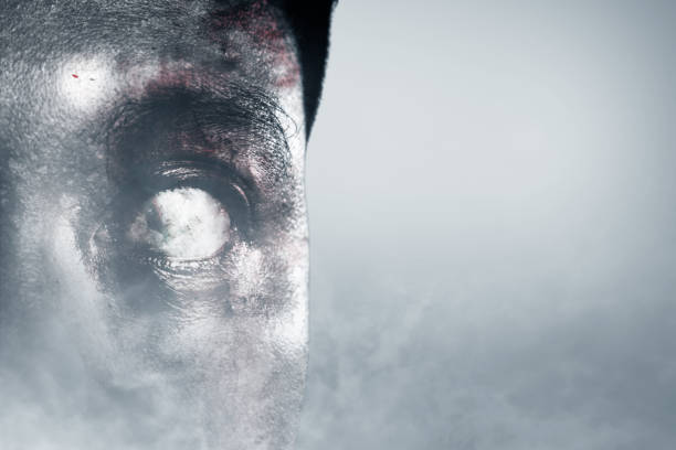 istock Scary zombie with blood and wound on his face 1349341201
