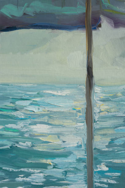 istock Abstract oil painting blue turquoise sea. Summer art background. 1349342991