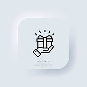 istock Free gift line icon. Vector business template. Present gift box icon. Hand holding gift. Neumorphic UI UX white user interface web button. Neumorphism. Vector EPS 10 1349344071
