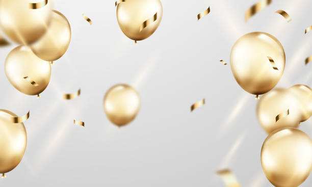 istock golden balloon celebration background festive balloons Illustration in vector format 1349345221