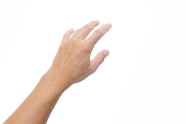 istock hand of asian man is in gesture on white background. 1349348231