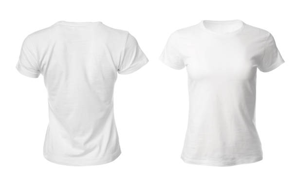 istock Stylish t-shirts on white background. Space for design 1349348505