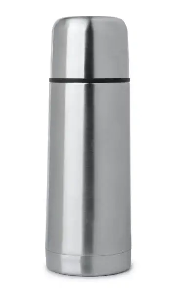 Photo of Front view of steel thermos flask