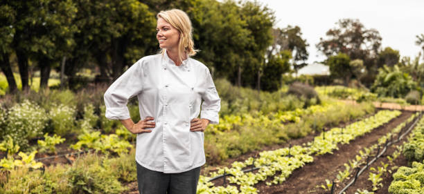 istock Chef smiling cheerfully on an organic farm 1349352592