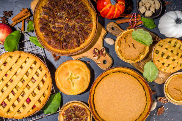 istock Set variety autumn pies – pecan, apple, pumpkin 1349354591