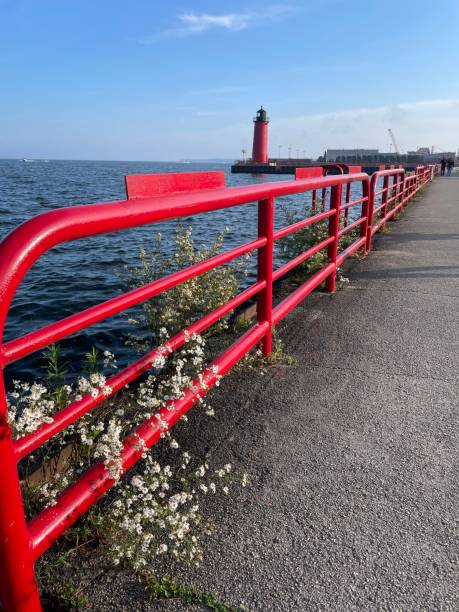 Red lighthouse in Milwaukee Wisconsin
