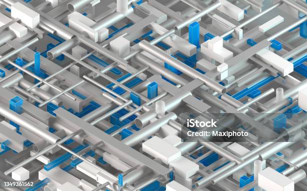 Industrial Background With Abstract Engineering Stock Photo - Download Image Now - Building Information Modeling, Complexity, Construction Industry